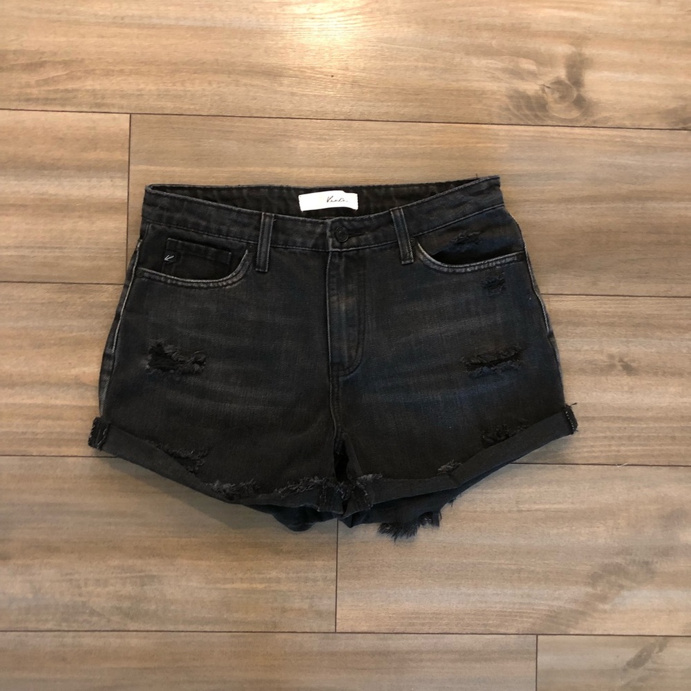 KanCan Black Faded Denim Shorts